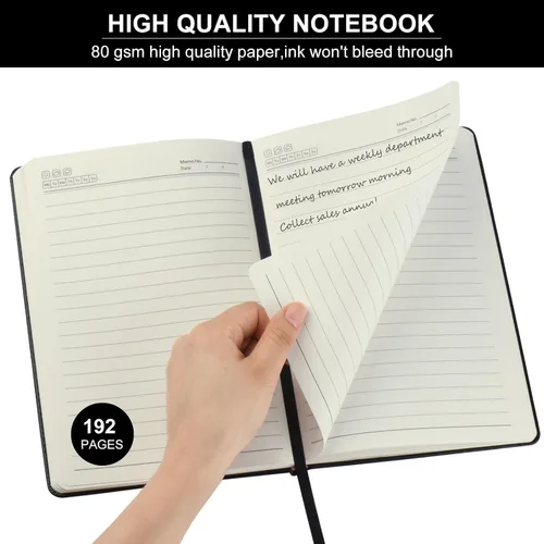 Vista 4 de ZCZN Cuadernos de Diario Forrados para Trabajo, 14x21 cm, 192 Páginas, Cuadernos de Cuero de Tapa Dura A5 para Escritura, Diario y Viaje, Cuadernos