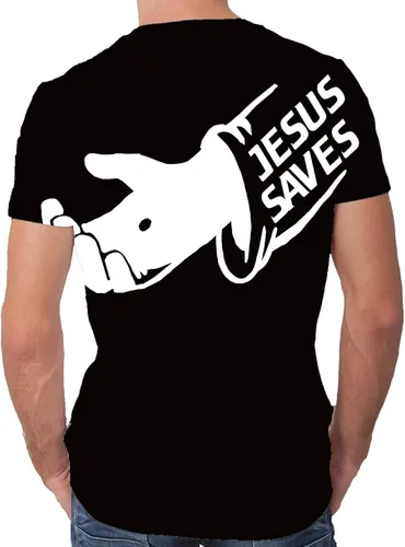 Vista 2 de Cndiyike Camisetas gráficas de manga corta con estampado 3D de Jesús para hombre