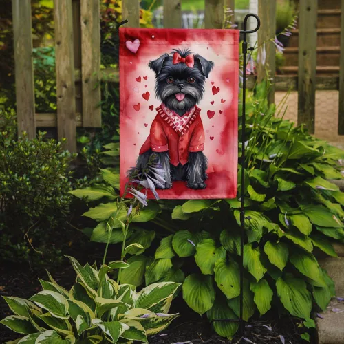Vista 2 de Caroline's Treasures DAC5252GF Affenpinscher - Bandera de jardín con texto en inglés "My Valentine", bandera decorativa para patio exterior, patio