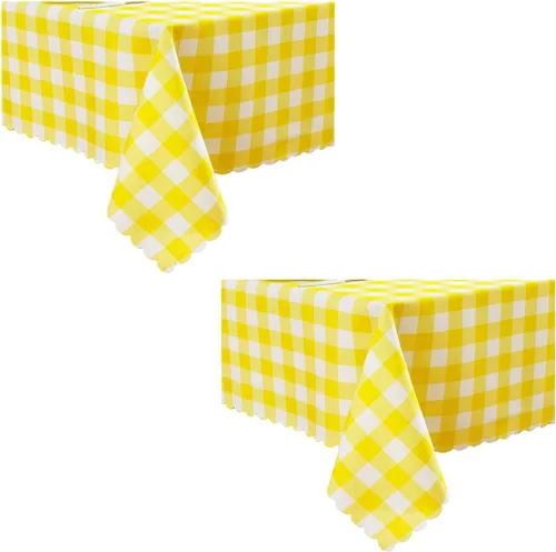 Vista 12 de MANGATA CASA Mantel de cuadros rosa para mesas cuadradas, mantel a cuadros, impermeable, para cocina y mesa, mantel de poliéster a cuadros sin Rosa