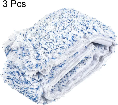 Vista 3 de MECCANIXITY Cabezal de repuesto de microfibra para ventana, vidrio, pared de mármol, hogar, baño, color azul, paquete de 3