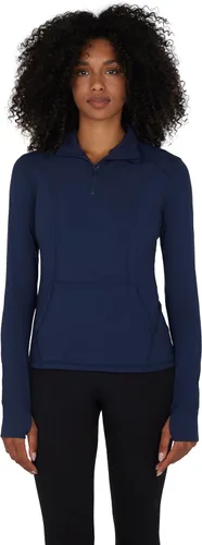 Vista 11 de Yogalicious Chaqueta atlética ligera de media cremallera de manga larga con bolsillos delanteros y orificios para los pulgares