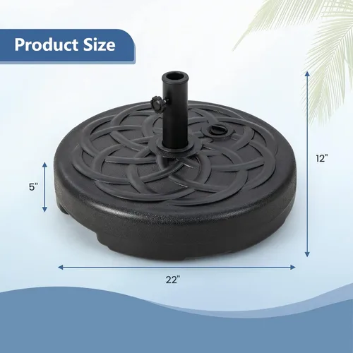Vista 4 de Tangkula Soporte de base de paraguas rellenable, relleno de agua y arena, soporte de peso resistente para sombrilla de patio de 1.5 a 1.9 pulgadas
