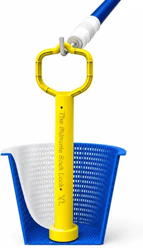 Vista 10 de Skimmie Sock Lock - Máxima comodidad de limpieza de piscinas: mango extraíble para calcetines Skimmer mantiene los desechos dentro, incluso cuando