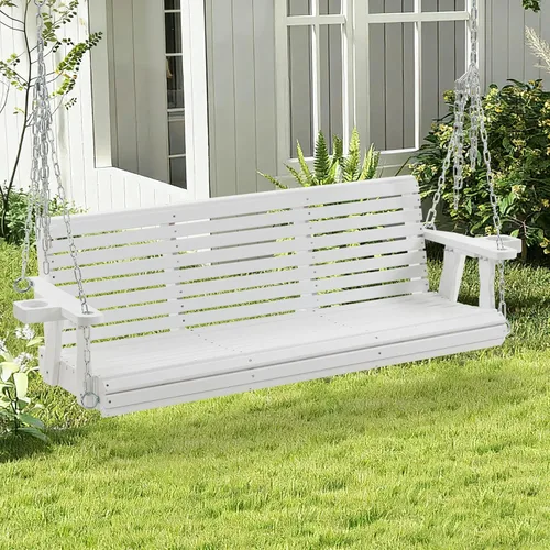 Vista 10 de Finnhomy Marco de columpio para porche de 880 libras, soporte estable de madera con tablero de conexión inferior adicional, marco de columpio