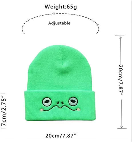 Vista 2 de Lindo gorro de rana de punto de animal, divertido gorro de invierno para esquí de invierno, gorro cálido, gorro suave
