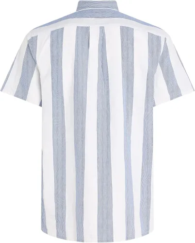 Vista 2 de Tommy Hilfiger Camisa de mezcla de lino de manga corta para hombre, ajuste regular