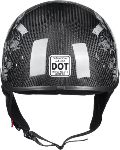Vista 4 de DA-500 Casco de fibra de carbono para motocicleta, casco abierto de media carcasa aprobado por DOT con visera desplegable, casco ligero retro Rose