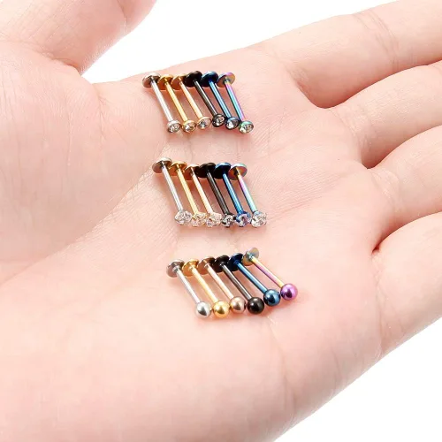 Vista 3 de SCERRING - 18 piezas de acero inoxidable 0.56 oz (16 gr) de circonita cúbica transparente Labret Monroe para labio, tragus, cartílago, hélice