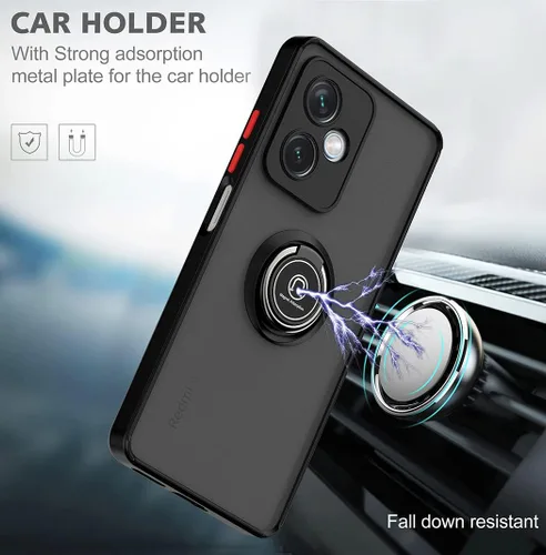 Vista 4 de QUIETIP Funda compatible con Xiaomi Poco X5 Pro 5G con protector de pantalla, TPU + policarbonato duro a prueba de golpes, anillo magnético
