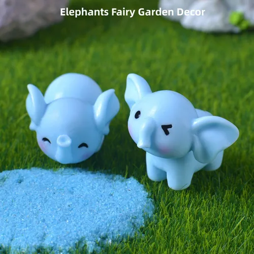 Vista 3 de Mini figuras de elefante, adorno de elefantes en miniatura, animales pequeños, elefantes salvajes, accesorios de jardín para paisaje de musgo