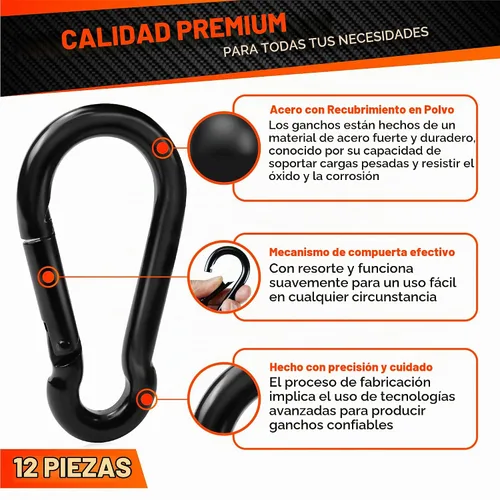 Vista 3 de PAMAZY 12 ganchos de resorte de 2 pulgadas, clip de gancho de utilidad, conector de cuerda resistente, ganchos de enlace rápido para interiores