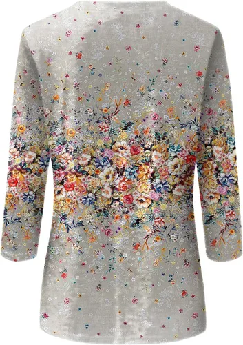 Vista 57 de Camisetas personalizadas para mujer, a la moda, casual, de séptima manga, estampada, cuello redondo, camiseta