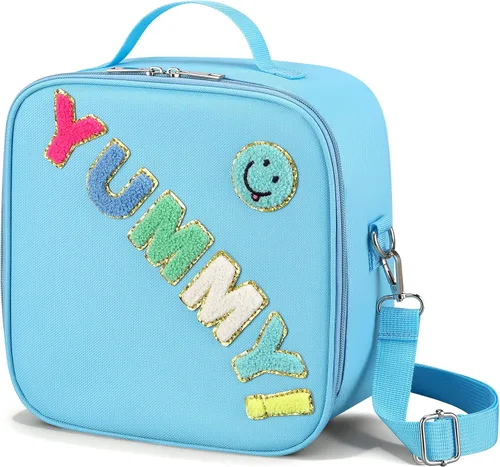 Vista 11 de Lonchera aislada para niños con correa de hombro ajustable impermeable, bolsa de almuerzo reutilizable para niñas y niños, bolsa térmica lavable