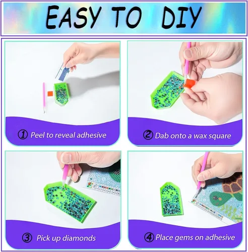 Vista 7 de Acelii Paquete de 6 kits de pintura de diamantes de dibujos animados 5D para niños principiantes, lindos animales, kit de arte de diamantes