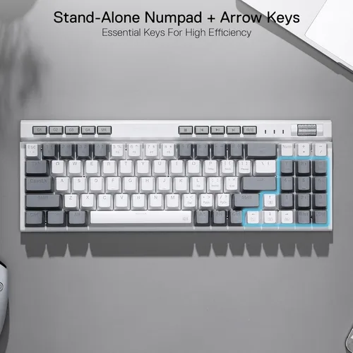 Vista 6 de Redragon Teclado mecánico para juegos K655 75% RGB con cable, 78 teclas de intercambio en caliente con tablero de cubierta de aluminio, enchufe