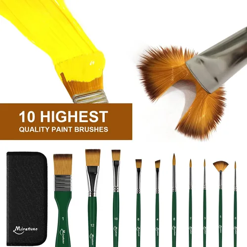 Vista 3 de Miratuso Art Supplies - Juego de arte de 27 piezas con 2 caballetes de mesa, pintura acrílica de 12 colores, 10 pinceles de pintura, 3 paneles