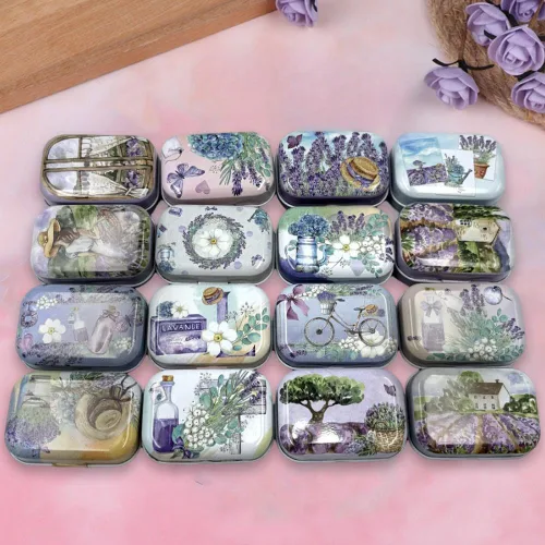 Vista 8 de 8 piezas de mini flores de estaño organizador de joyas caja de almacenamiento cajas decorativas pequeñas latas de metal floral con tapas