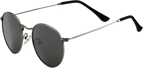 Vista 4 de Kursan Gafas de sol polarizadas de metal redondas pequeñas para hombres y mujeres, lentes espejadas, gafas de sol clásicas circulares