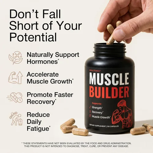 Vista 3 de UNALTERED Crecimiento muscular anabólico para hombres – crecimiento, tamaño, fuerza – suplemento natural de construcción muscular y refuerzo