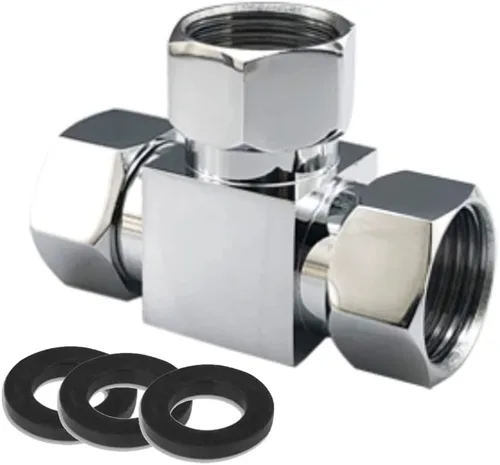 Vista 16 de Adaptador desviador de agua, 4 vías X1, conector de manguera G1/2", latón cromado, plata