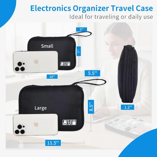 Vista 3 de 1 paquete de organizador de viaje electrónico bolsa de almacenamiento de cable de accesorios técnicos Large Travel Cable Organizer Pouch