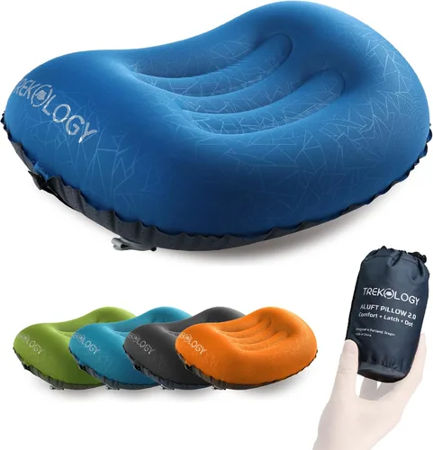 Vista 10 de Trekology Almohada inflable ultraligera de viaje para campamento - ALUFT 2.0 compresible, compacta, cómoda, ergonómica, para el cuello y el apoyo