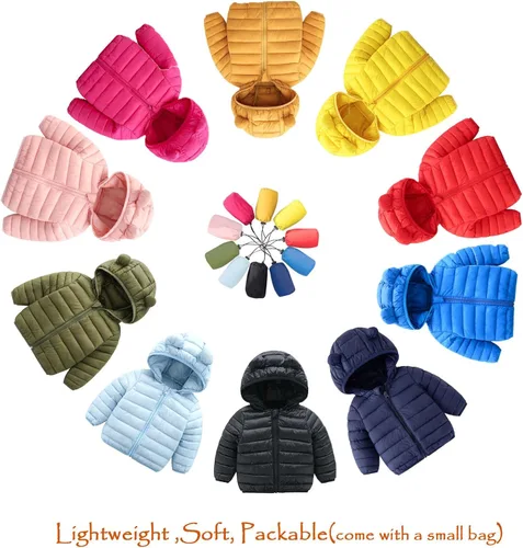 Vista 5 de CECORC Abrigos de invierno para niños pequeños, chaqueta acolchada ligera para bebés y niños, de 6 a 12 meses, 12 a 18 meses, 2 años, 3 años, 4 años