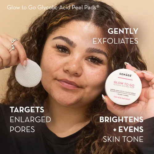 Vista 3 de Sonage Glow To Go Almohadillas faciales AHA de ácido glicólico Almohadillas exfoliantes y rejuvenecedoras Reduce la apariencia de arrugas