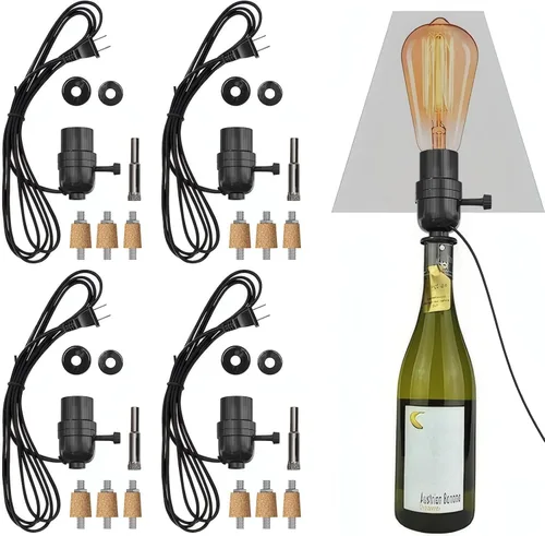Vista 10 de Kit de lámpara de botella Aokpsrt con broca de vidrio de 9mm DIY Kit de lámpara para botellas de licor con enchufe deslizante y cable