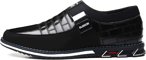 Vista 3 de COSIDRAM Hombres Casual Zapatos De Verano Zapatillas Mocasines Transpirable Comodidad Zapatos De Caminar De Moda Zapatos De Conducción De Lujo Negro