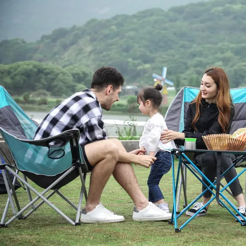 Vista 4 de SUNNYFEEL Silla de campamento acolchada XL de gran tamaño, sillas de campamento plegables resistentes con portavasos y bolsa de transporte, sillas