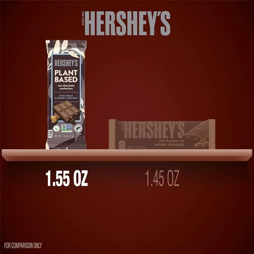 Vista 4 de HERSHEY'S Barra de caramelo extra cremosa a base de plantas con almendras y sal marina, 1.55 onzas (12 unidades)