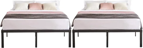 Vista 14 de VECELO - Base de cama metálica tamaño matrimonial de 14 pulgadas, moderna (juego de 2)