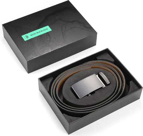 Vista 6 de Marino Cinturón de vestir de cuero genuino con hebilla automática, ajuste para ajustarse en una elegante caja de regalo