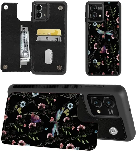 Vista 18 de Funda tipo cartera para Moto G Stylus 5G 2023 con soporte para tarjetas, bloqueo RFID, piel sintética, función atril, cierre magnético, funda