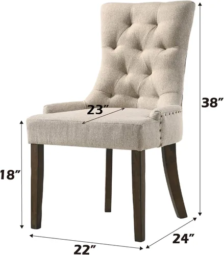 Vista 2 de Dining Chairs for Room, Table & Seating Chair Sets Kitchen - Set of 2 Upholstered Side Chairs with Sturdy Oak Finish for Dining Room, Living Room