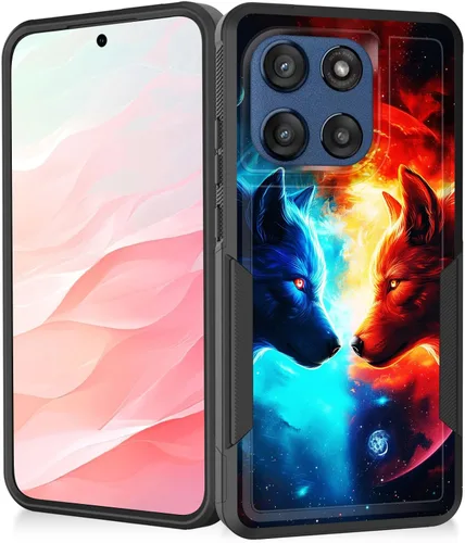 Vista 81 de Funda para Moto G Play 4G 2024, resistente de doble capa híbrida de policarbonato duro, goma suave, a prueba de golpes, funda protectora resistente