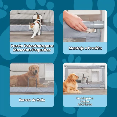 Vista 4 de Carlson - Puerta extensible extra ancha para perros de 27.5 a 50 pulgadas con puerta pequeña para mascotas, puerta de malla para mascotas