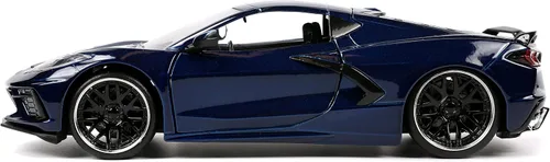 Vista 2 de Jada 32949 - Chevy Corvette Stingray C8 - Modelo de auto fundido a troquel serie 1/24 color azul oscuro metálico