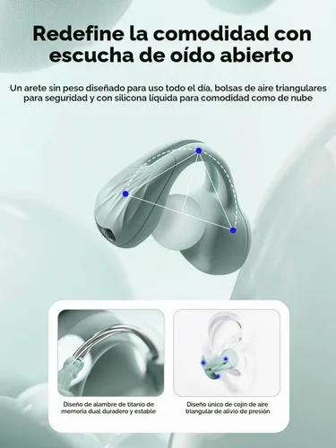 Vista 4 de HAKII Auriculares de oído abierto inalámbricos, auriculares Bluetooth 5.4 ergonómicos con clip Bluetooth con sonido estéreo/ANC, auriculares de oído