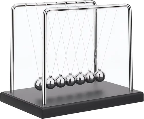 Vista 11 de Cuna de Newton Bolas de Equilibrio, Bolas de Péndulo con Base Negra, Péndulo Cuna de Newton, Decoración de Escritorio para Hombres, Juguetes