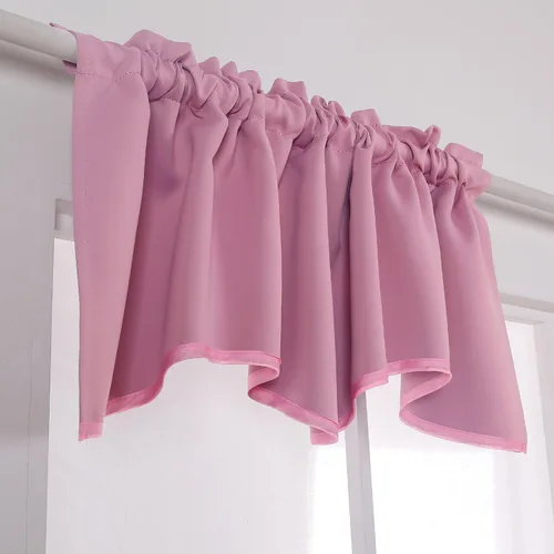 Vista 2 de Cenefas Deconovo festoneadas para cortinas pequeñas para oscurecimiento con barra de cortina sólida Valances for Windows, Kitchen Valance
