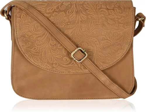 Vista 15 de Bolso bandolera de cuero genuino para mujer con correa ajustable, bolsillo para móvil y cremallera exterior e