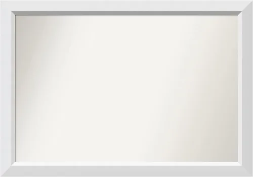 Vista 305 de Amanti Art Espejo de baño blanco para sobre el fregadero, 24 x 26 pulgadas, espejo rectangular blanco y blanco, marco de madera contemporáneo