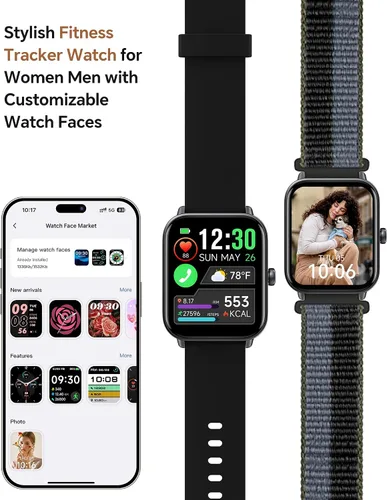Vista 5 de Relojes inteligentes para mujeres/hombres, reloj inteligente para teléfonos Android y compatible con iPhone, Alexa integrado, relojes de fitness