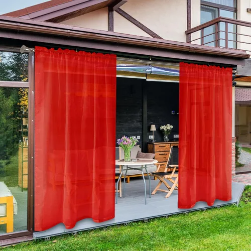 Vista 47 de SpaceDresser - Cortinas transparentes impermeables para exterior para patio - 2 paneles con bolsillo para barra, cortinas de gasa transparentes