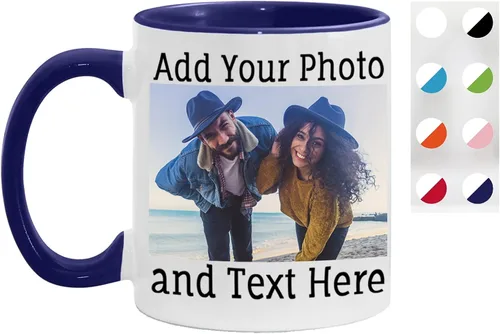 Vista 16 de Taza de café personalizada, taza de café personalizada, taza de cerámica negra de 11 onzas con texto o logotipo, regalo personalizado de doble cara