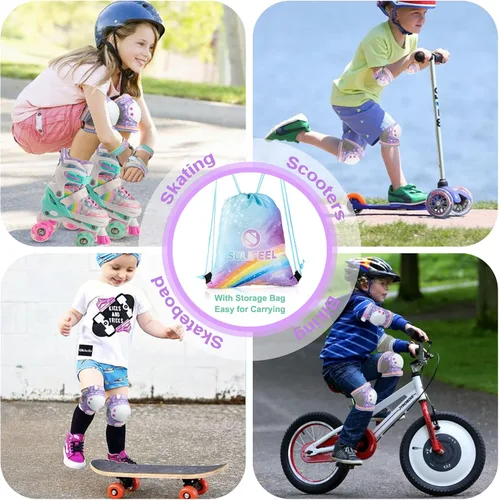 Vista 7 de Rainbow Unicorn - Patines para niños con equipo de protección, morado, talla S