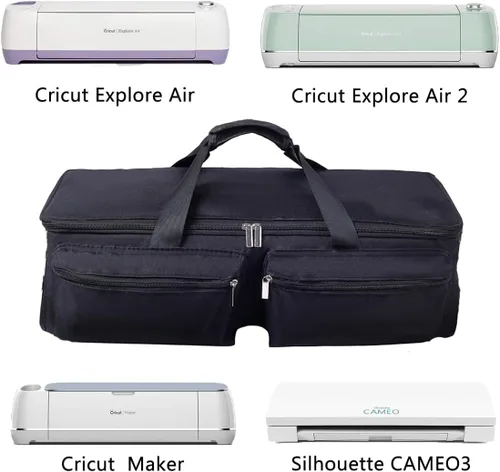 Vista 5 de Bolsa de transporte compatible con Cricut Explore Air y Maker, bolsa impermeable compatible con Cricut Explore Air y suministros (negro, 1 bolsa)